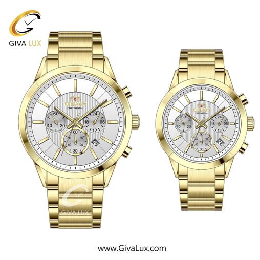 ساعت مچی اورجینال ست اورینت (کانتیننتال) | Orient (Continental) سه موتوره کرنوگراف طلایی | طلایی| نقره ای| کد رفرنس 106