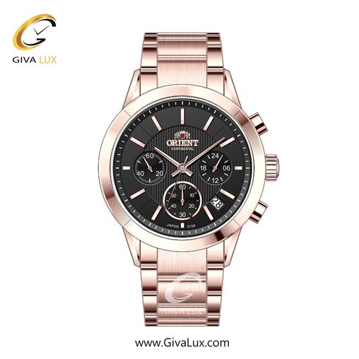 ساعت مچی اورجینال زنانه اورینت (کانتیننتال) | Orient (Continental) سه موتوره کرنوگراف رزگلد | رزگلد| مشکی| کد رفرنس 106