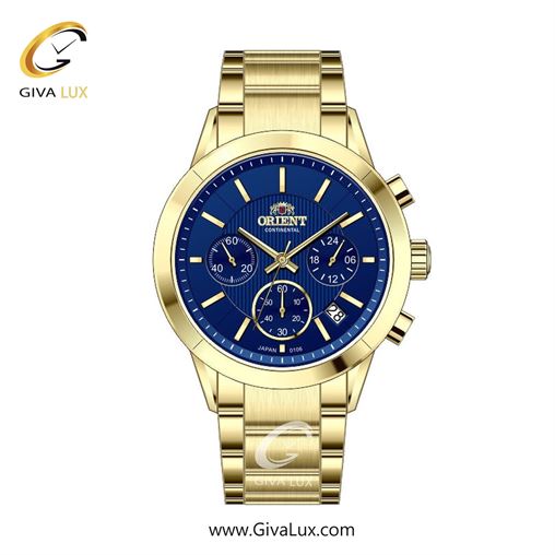 ساعت مچی اورجینال زنانه اورینت (کانتیننتال) | Orient (Continental) سه موتوره کرنوگراف طلایی | طلایی| سرمه ای| کد رفرنس 106
