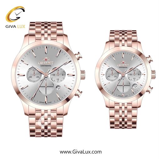ساعت مچی اورجینال ست اورینت (کانتیننتال) | Orient (Continental) سه موتوره کرنوگراف رزگلد | رزگلد| نقره ای| کد رفرنس 107