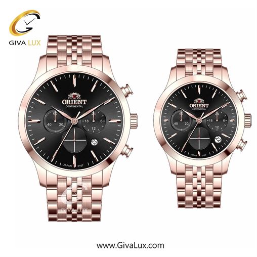 ساعت مچی اورجینال ست اورینت (کانتیننتال) | Orient (Continental) سه موتوره کرنوگراف رزگلد | رزگلد| مشکی| کد رفرنس 107