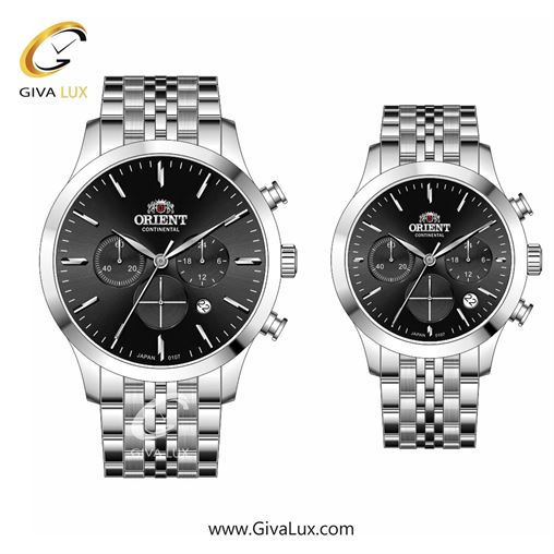 ساعت مچی اورجینال ست اورینت (کانتیننتال) | Orient (Continental) سه موتوره کرنوگراف نقره ای | نقره ای| مشکی| کد رفرنس 107