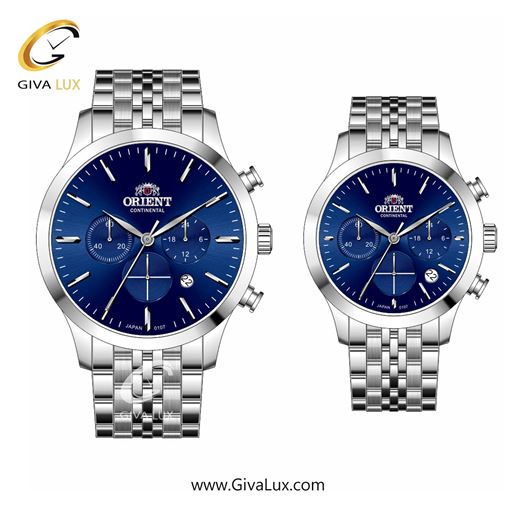 ساعت مچی اورجینال ست اورینت (کانتیننتال) | Orient (Continental) سه موتوره کرنوگراف نقره ای | نقره ای| سرمه ای| کد رفرنس 107