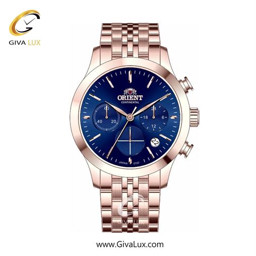 ساعت مچی اورجینال زنانه اورینت (کانتیننتال) | Orient (Continental) سه موتوره کرنوگراف رزگلد | رزگلد| سرمه ای| کد رفرنس 107