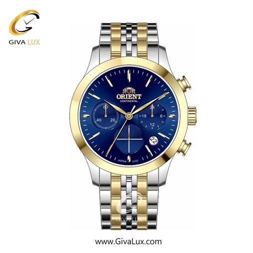 ساعت مچی اورجینال زنانه اورینت (کانتیننتال) | Orient (Continental) سه موتوره کرنوگراف طلایی | طلایی-نقره ای| سرمه ای| کد رفرنس 107