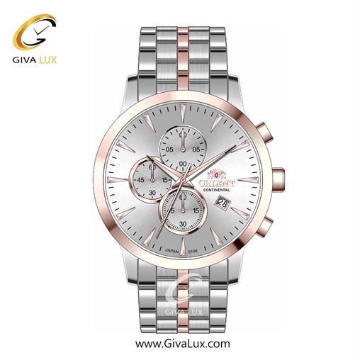 ساعت مچی اورجینال مردانه اورینت (کانتیننتال) | Orient (Continental) سه موتوره کرنوگراف رزگلد | نقره ای-رزگلد| نقره ای| کد رفرنس 108