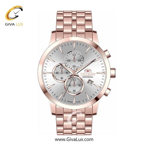 ساعت مچی اورجینال مردانه اورینت (کانتیننتال) | Orient (Continental) سه موتوره کرنوگراف رزگلد | رزگلد| نقره ای| کد رفرنس 108