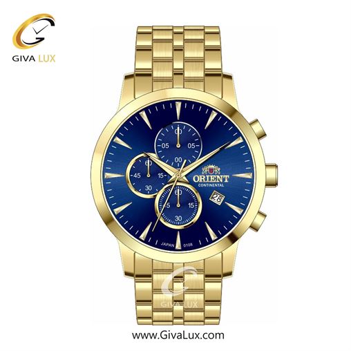 ساعت مچی اورجینال مردانه اورینت (کانتیننتال) | Orient (Continental) سه موتوره کرنوگراف طلایی | طلایی| سرمه ای| کد رفرنس 108