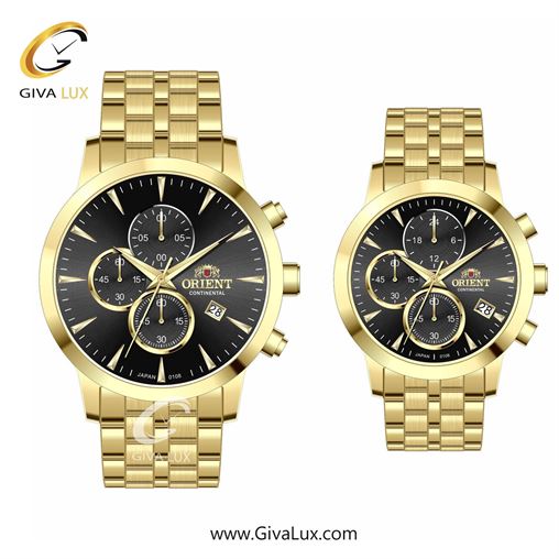 ساعت مچی اورجینال ست اورینت (کانتیننتال) | Orient (Continental) سه موتوره کرنوگراف طلایی | طلایی| مشکی| کد رفرنس 108