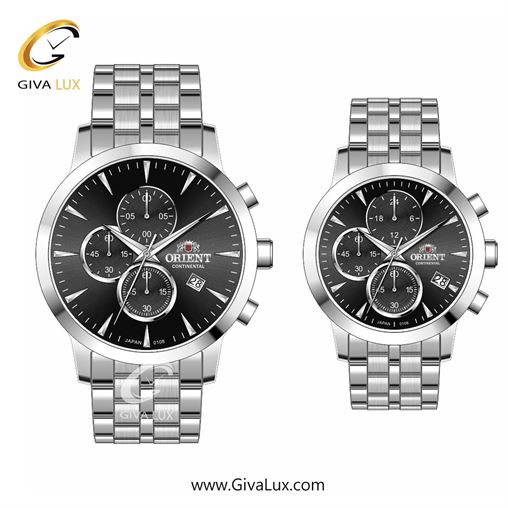 ساعت مچی اورجینال زنانه اورینت (کانتیننتال) | Orient (Continental) سه موتوره کرنوگراف نقره ای | نقره ای| مشکی| کد رفرنس 108