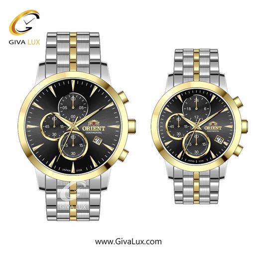 ساعت مچی اورجینال ست اورینت (کانتیننتال) | Orient (Continental) سه موتوره کرنوگراف طلایی | طلایی-نقره ای| مشکی| کد رفرنس 108