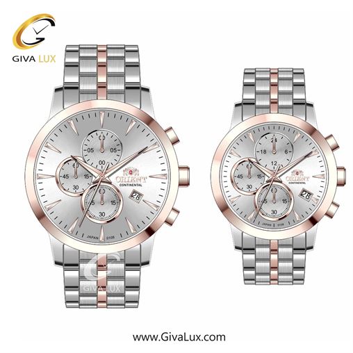 ساعت مچی اورجینال ست اورینت (کانتیننتال) | Orient (Continental) سه موتوره کرنوگراف رزگلد | رزگلد-نقره ای| نقره ای| کد رفرنس 108