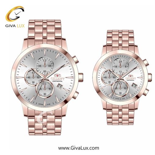 ساعت مچی اورجینال ست اورینت (کانتیننتال) | Orient (Continental) سه موتوره کرنوگراف رزگلد | رزگلد| نقره ای| کد رفرنس 108