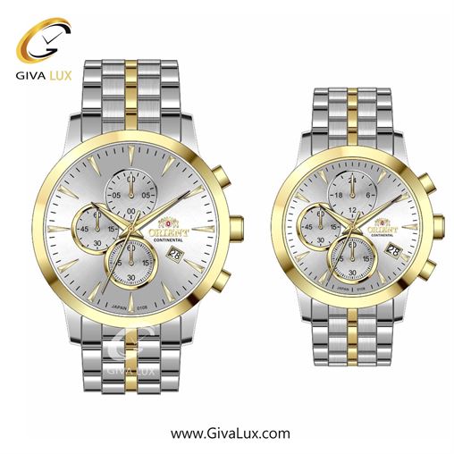 ساعت مچی اورجینال ست اورینت (کانتیننتال) | Orient (Continental) سه موتوره کرنوگراف طلایی | نقره ای-طلایی| نقره ای| کد رفرنس 108