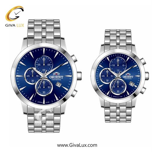 ساعت مچی اورجینال ست اورینت (کانتیننتال) | Orient (Continental) سه موتوره کرنوگراف نقره ای | نقره ای| سرمه ای| کد رفرنس 108