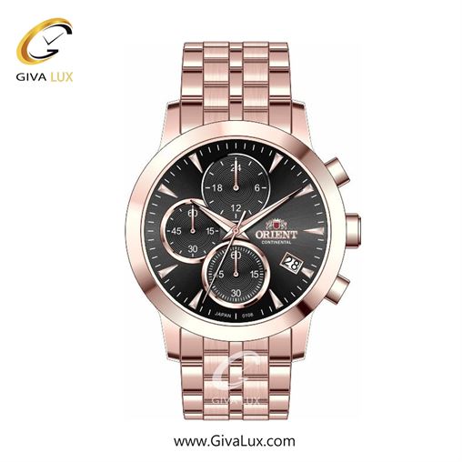 ساعت مچی اورجینال زنانه اورینت (کانتیننتال) | Orient (Continental) سه موتوره کرنوگراف رزگلد | رزگلد| مشکی| کد رفرنس 108