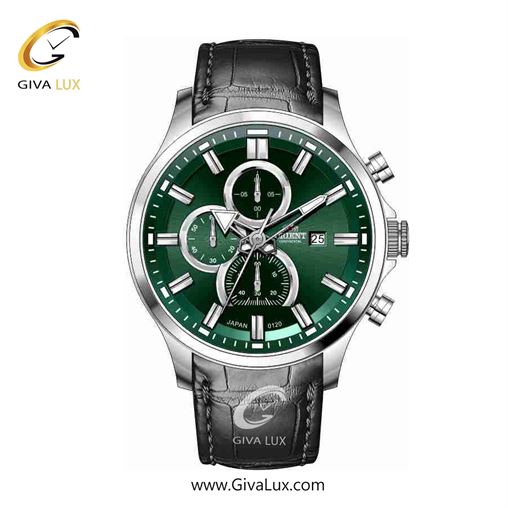 ساعت مچی اورجینال مردانه اورینت (کانتیننتال) | Orient (Continental) سه موتوره کرنوگراف نقره ای | مشکی| سبز یشمی تیره| کد رفرنس 120