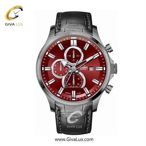 ساعت مچی اورجینال مردانه اورینت (کانتیننتال) | Orient (Continental) سه موتوره کرنوگراف تیتانیوم | مشکی| زرشکی| کد رفرنس 120