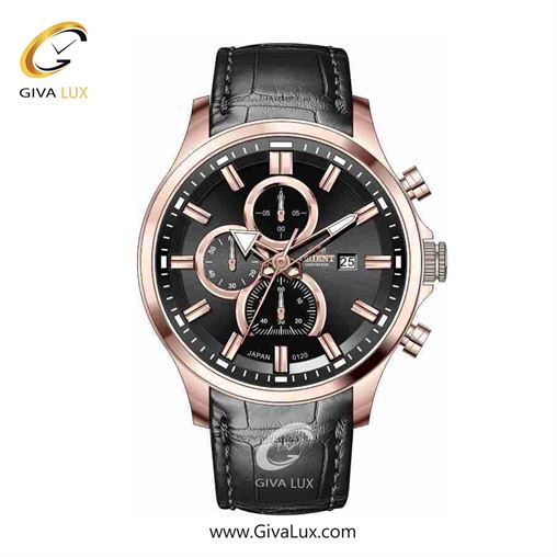 ساعت مچی اورجینال مردانه اورینت (کانتیننتال) | Orient (Continental) سه موتوره کرنوگراف رزگلد | مشکی| مشکی| کد رفرنس 120