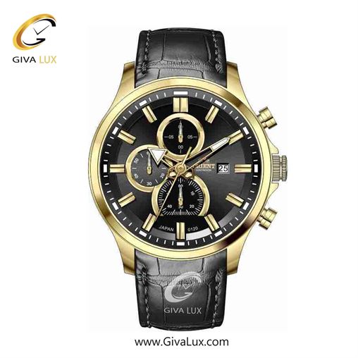 ساعت مچی اورجینال مردانه اورینت (کانتیننتال) | Orient (Continental) سه موتوره کرنوگراف طلایی | مشکی| مشکی| کد رفرنس 120