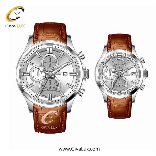 ساعت مچی اورجینال ست اورینت (کانتیننتال) | Orient (Continental) سه موتوره کرنوگراف نقره ای | قهوه ای| نقره ای| کد رفرنس 120