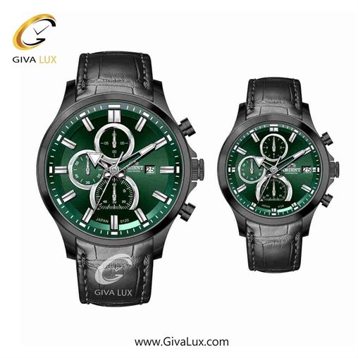 ساعت مچی اورجینال ست اورینت (کانتیننتال) | Orient (Continental) سه موتوره کرنوگراف مشکی | مشکی| سبز یشمی تیره| کد رفرنس 120