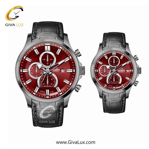 ساعت مچی اورجینال ست اورینت (کانتیننتال) | Orient (Continental) سه موتوره کرنوگراف تیتانیوم | مشکی| زرشکی| کد رفرنس 120