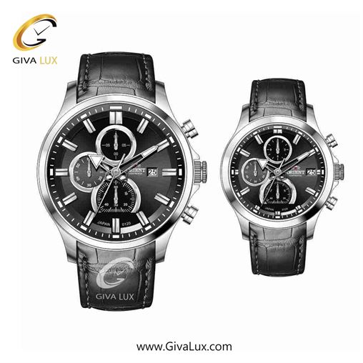 ساعت مچی اورجینال ست اورینت (کانتیننتال) | Orient (Continental) سه موتوره کرنوگراف نقره ای | مشکی| مشکی| کد رفرنس 120