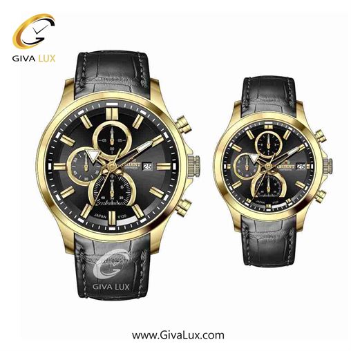 ساعت مچی اورجینال ست اورینت (کانتیننتال) | Orient (Continental) سه موتوره کرنوگراف طلایی | مشکی| مشکی| کد رفرنس 120