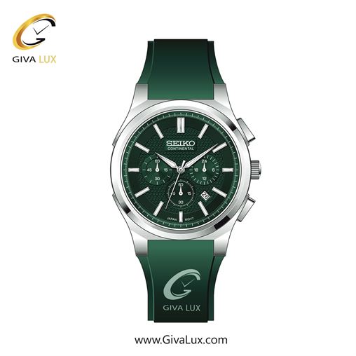 ساعت مچی اورجینال مردانه سیکو (کانتیننتال) | Seiko (Continental)  سه موتوره کرنوگراف نقره ای | سبز| سبز یشمی تیره| کد رفرنس 0403