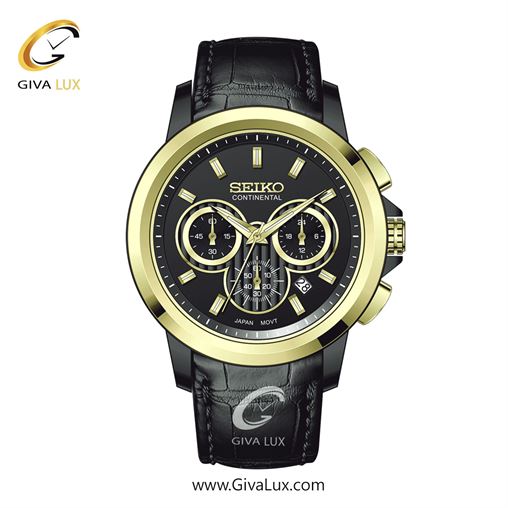 ساعت مچی اورجینال مردانه سیکو (کانتیننتال) | Seiko (Continental)  سه موتوره کرنوگراف مشکی-طلایی | مشکی| مشکی| کد رفرنس 0404