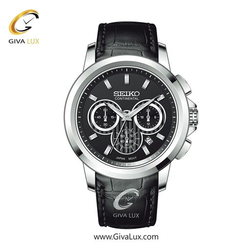 ساعت مچی اورجینال مردانه سیکو (کانتیننتال) | Seiko (Continental)  سه موتوره کرنوگراف نقره ای | مشکی| مشکی| کد رفرنس 0404