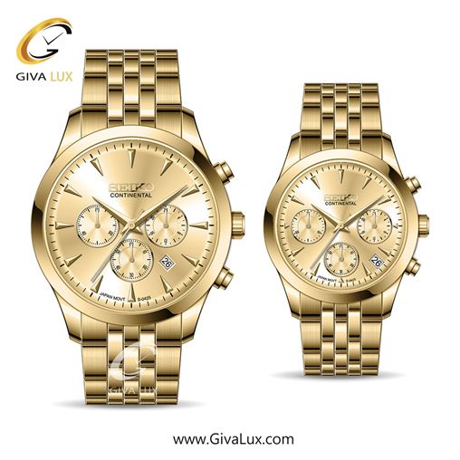 ساعت مچی اورجینال ست سیکو (کانتیننتال) | Seiko (Continental)  سه موتوره کرنوگراف طلایی | طلایی| طلایی| کد رفرنس 0425