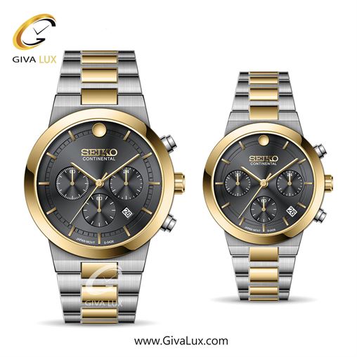 ساعت مچی اورجینال ست سیکو (کانتیننتال) | Seiko (Continental) سه موتوره کرنوگراف طلایی | نقره ای-طلایی| دودی|تیتانیوم| کد رفرنس 0426