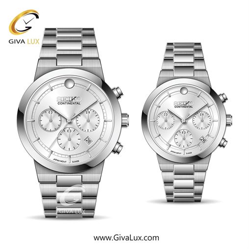 ساعت مچی اورجینال ست سیکو (کانتیننتال) | Seiko (Continental)  سه موتوره کرنوگراف نقره ای | نقره ای| نقره ای| کد رفرنس 0426