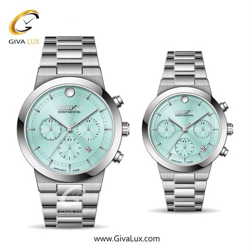 ساعت مچی اورجینال ست سیکو (کانتیننتال) | Seiko (Continental) سه موتوره کرنوگراف نقره ای | نقره ای| آبی| کد رفرنس 0426