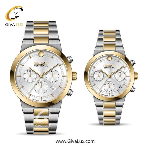 ساعت مچی اورجینال ست سیکو (کانتیننتال) | Seiko (Continental)  سه موتوره کرنوگراف طلایی | نقره ای-طلایی| نقره ای| کد رفرنس 0426