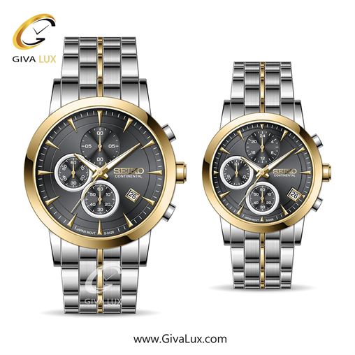 ساعت مچی اورجینال ست سیکو (کانتیننتال) | Seiko (Continental) سه موتوره کرنوگراف طلایی | طلایی-نقره ای| دودی|تیتانیوم| کد رفرنس 0428