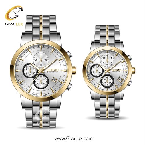 ساعت مچی اورجینال ست سیکو (کانتیننتال) | Seiko (Continental)  سه موتوره کرنوگراف طلایی | طلایی-نقره ای| نقره ای| کد رفرنس 0428