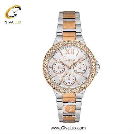 ساعت مچی اورجینال زنانه فریلوک Freelook سه موتوره فول تایم رزگلد | نقره ای-رزگلد| نقره ای| کد رفرنس FL.1.10401-5