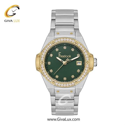 ساعت مچی اورجینال زنانه فریلوک Freelook طلایی | نقره ای| سبز یشمی تیره| کد رفرنس FL.1.10434-4
