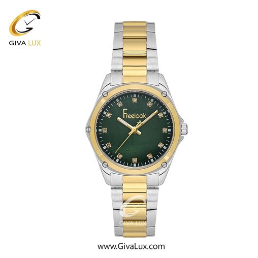 ساعت مچی اورجینال زنانه فریلوک Freelook طلایی | نقره ای-طلایی| سبز یشمی تیره| کد رفرنس FL.1.10437-4