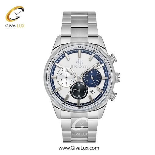 ساعت مچی اورجینال مردانه بیگوتی BIGOTTI سه موتوره کرنوگراف نقره ای | نقره ای| نقره ای| کد رفرنس BG.1.10542-1