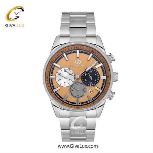 ساعت مچی اورجینال مردانه بیگوتی BIGOTTI سه موتوره کرنوگراف نقره ای | نقره ای| نارنجی| کد رفرنس BG.1.10542-4
