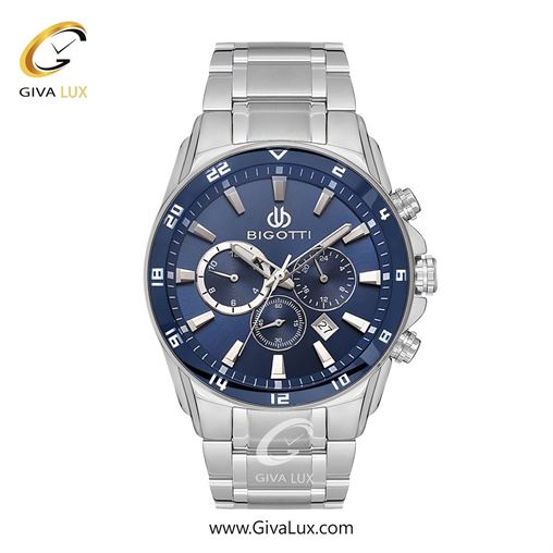 ساعت مچی اورجینال مردانه بیگوتی BIGOTTI سه موتوره کرنوگراف نقره ای | نقره ای| سرمه ای| کد رفرنس BG.1.10544-2