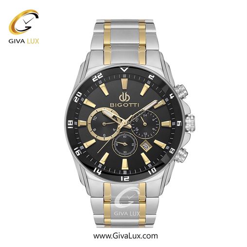 ساعت مچی اورجینال مردانه بیگوتی BIGOTTI سه موتوره کرنوگراف نقره ای | طلایی-نقره ای| مشکی| کد رفرنس BG.1.10544-5