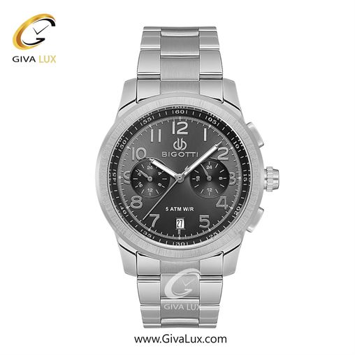 ساعت مچی اورجینال مردانه بیگوتی BIGOTTI سه موتوره کرنوگراف نقره ای | نقره ای| دودی|تیتانیوم| کد رفرنس BG.1.10553-2