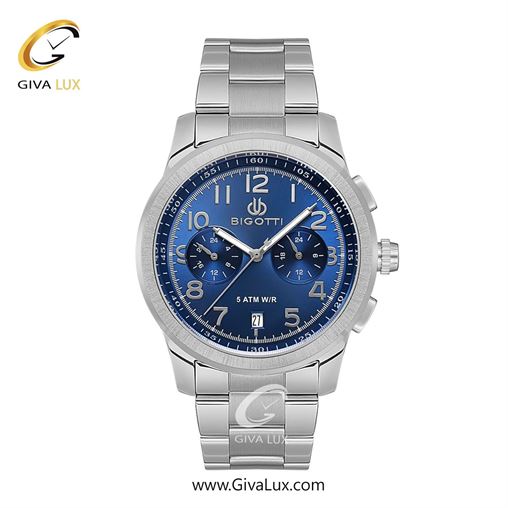ساعت مچی اورجینال مردانه بیگوتی BIGOTTI سه موتوره کرنوگراف نقره ای | نقره ای| سرمه ای| کد رفرنس BG.1.10553-3
