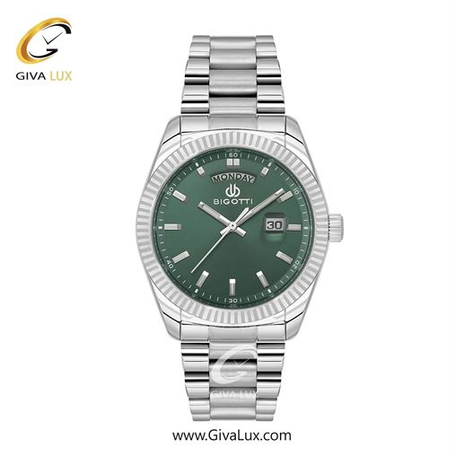 ساعت مچی اورجینال مردانه بیگوتی BIGOTTI نقره ای | نقره ای| سبز یشمی تیره| کد رفرنس BG.1.10556-3