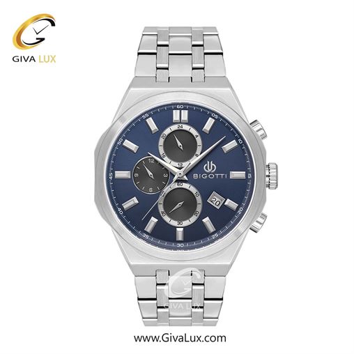 ساعت مچی اورجینال مردانه بیگوتی BIGOTTI سه موتوره کرنوگراف نقره ای | نقره ای| سرمه ای| کد رفرنس BG.1.10567-3